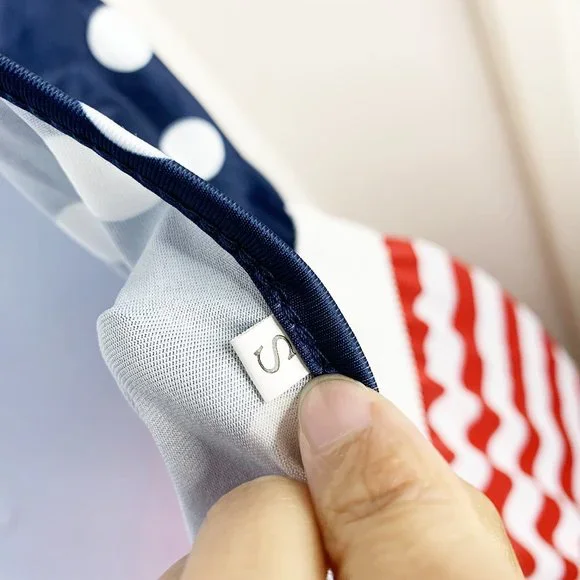 Polka Dot Stripe Red, White, and Blue Dress - Picture 4 of 4